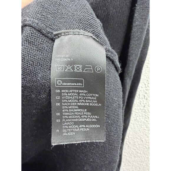 H&M Womens Shirt Size Small Black 3/4 Sleeve Round Neck Sweater - Picture 4 of 9